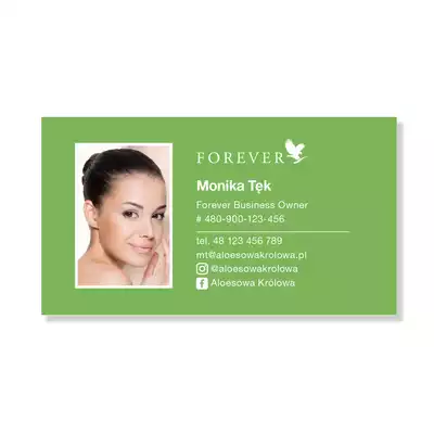 Wizytówka foto z motywem kosmetyki zielona
